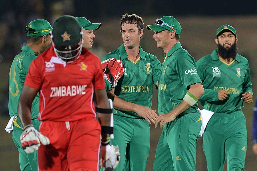 Albie Morkel dismissed Hamilton Masakadza in his first over, South Africa v Zimbabwe