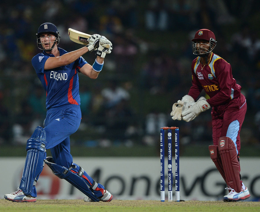 Alex Hales tried to get England's chase moving, England v West Indies