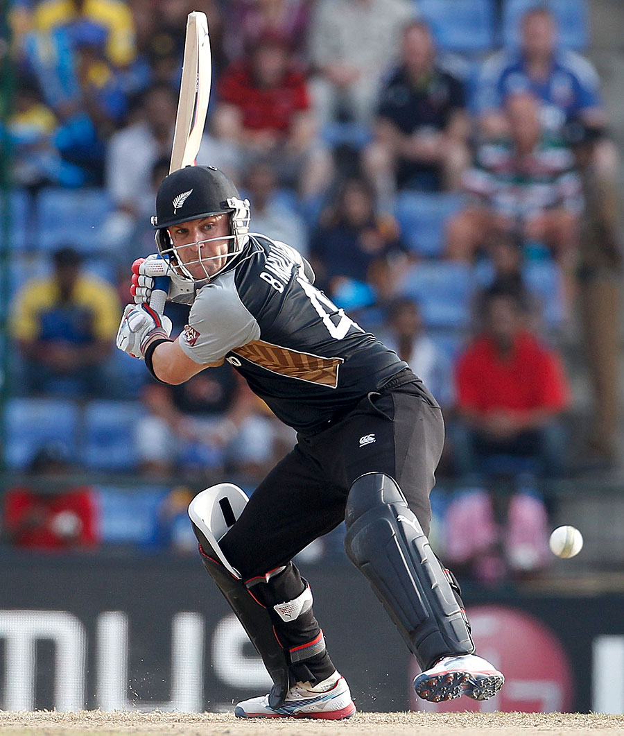 Brendon McCullum prepares to send the ball into orbit
