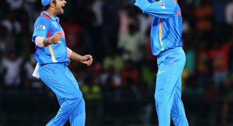 Harbhajan Singh celebrates one of his four wickets