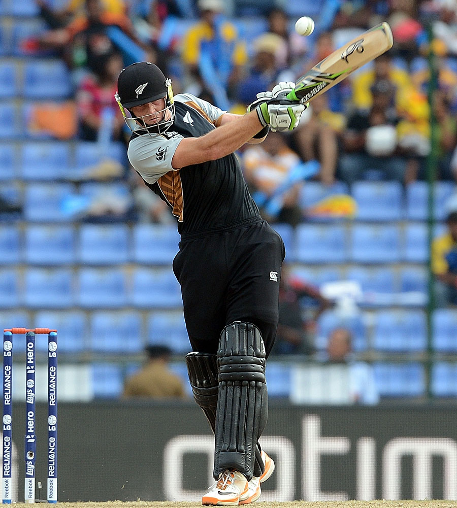 Martin Guptill goes for the big hit, Sri Lanka v New Zealand