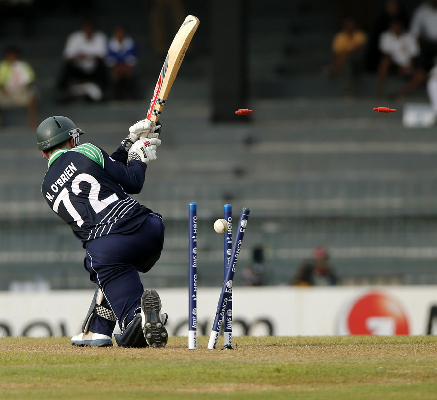 Niall O'Brien was bowled for 20, Australia v Ireland, World Twenty20 2012
