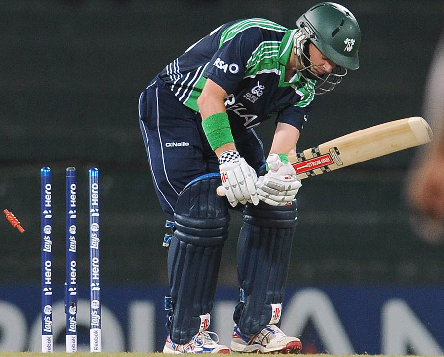 Ireland cricket captain William Porterfield gets dismissed