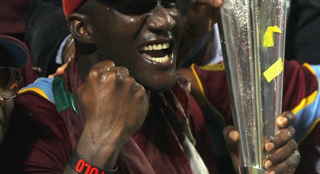 Darren Sammy with the trophy, Sri Lanka v West Indies Final
