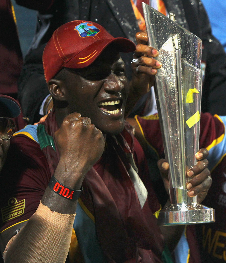Darren Sammy with the trophy, Sri Lanka v West Indies Final