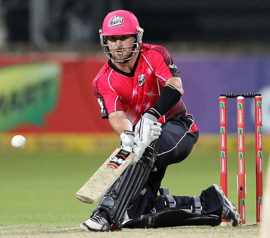 Natahn McCullum during the Karbonn Smart CLT20 match between Sydney Sixers and Mumbai Indians