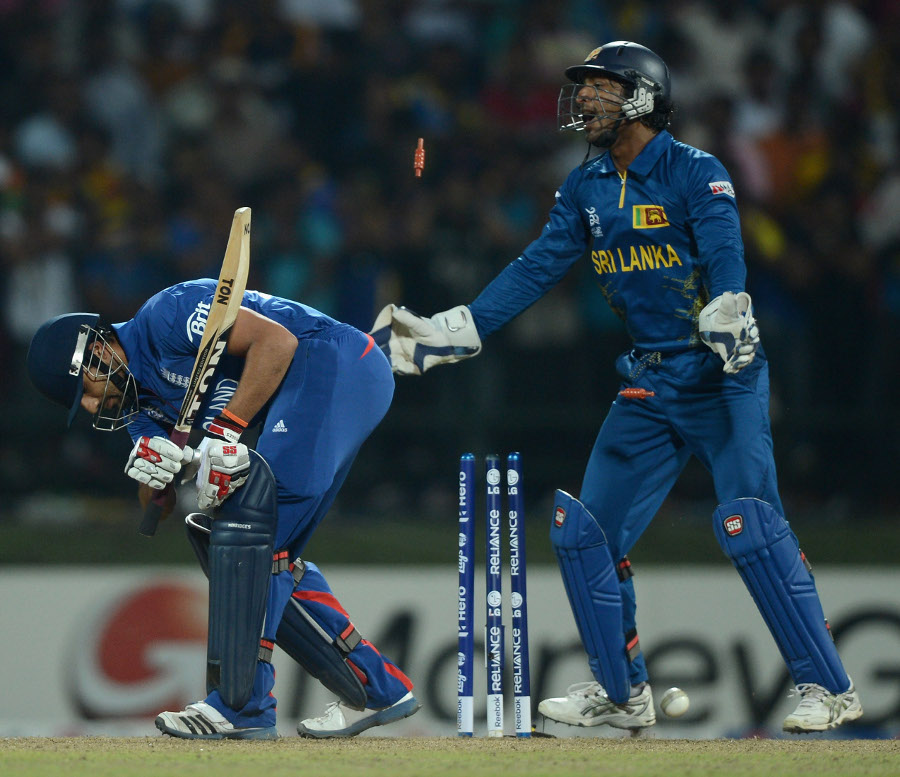 Ravi Bopara was bowled for 1, Sri Lanka v England, Super Eights