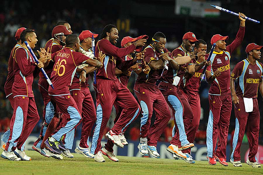 The celebrations begin for the West Indies team, Sri Lanka v West Indies