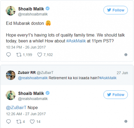 Shoaib Malik Tweet