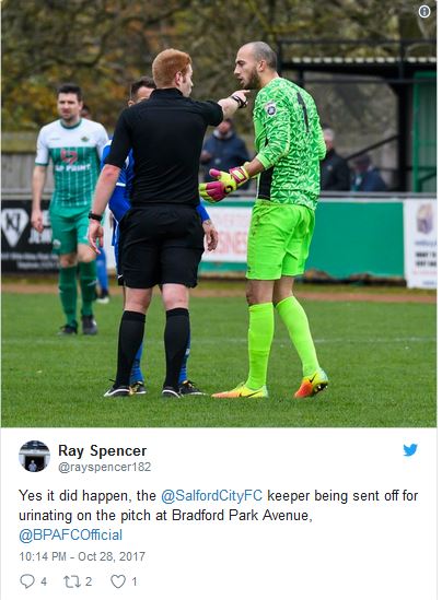 Football Player Was Kicked Out Of Match Due To Urine During The Match