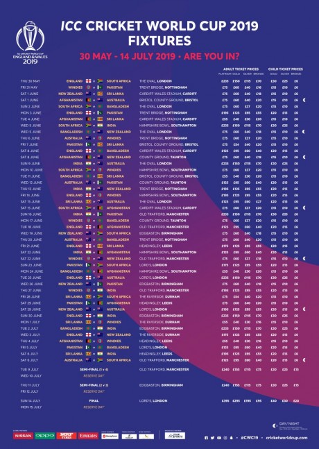Cricket World Cup 2019 Final Schedule Cricket World Cup 2019 Final Schedule - 460 x 647 jpeg 97kB