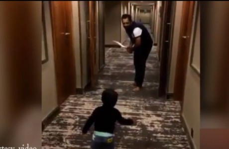 Sarfraz Playing Cricket With Son